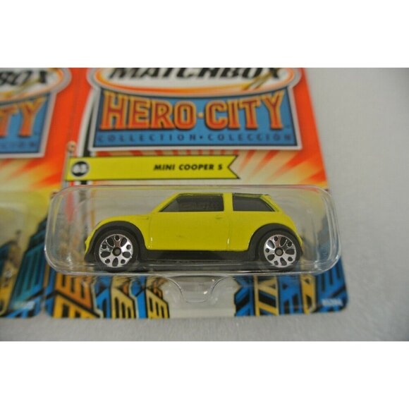 Matchbox Hero City Collection Mini Cooper S Yellow Red Diecast Car Lot of 2 MOC - Picture 3 of 6
